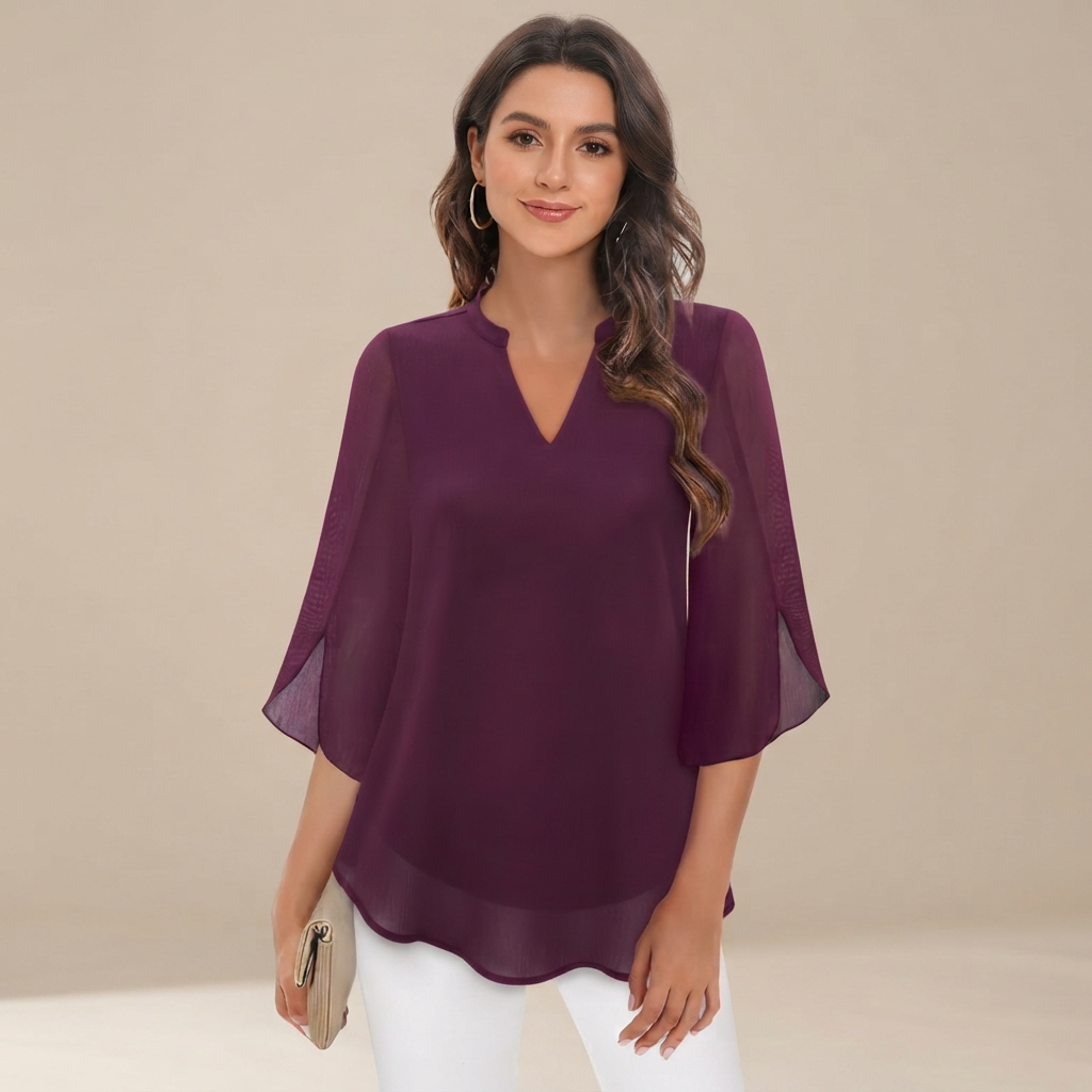 Arsine - Elegante, weit geschnittene Bluse mit V-Ausschnitt