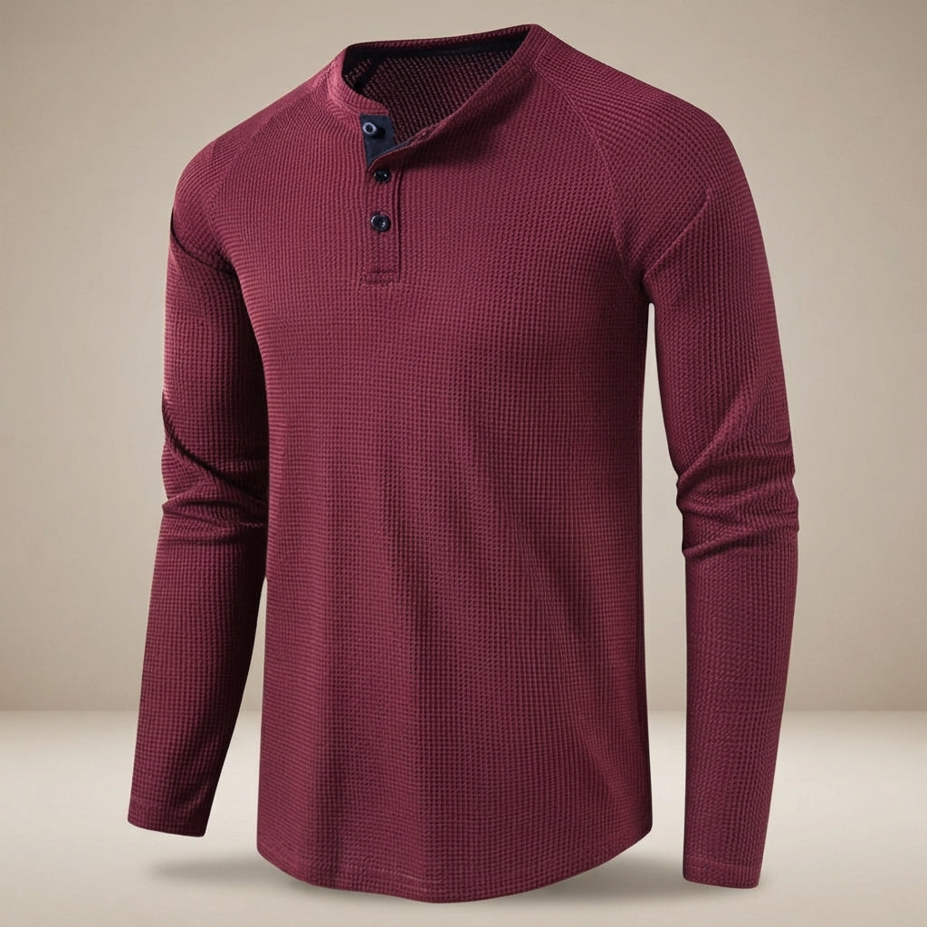 Teifion - Klassisches Waffel-Henley-Shirt
