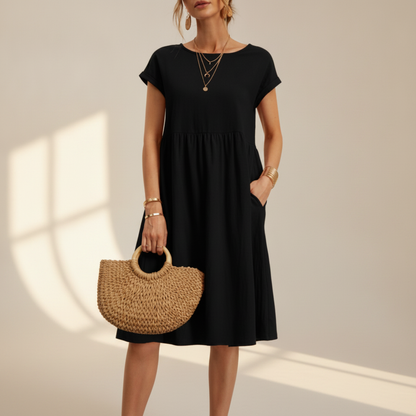 Nubia - Elegantes Midikleid mit Rundhalsausschnitt