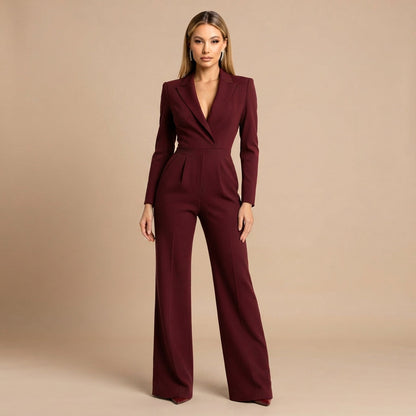 Elnaz - Eleganter Jumpsuit mit V-Ausschnitt und weitem Schnitt