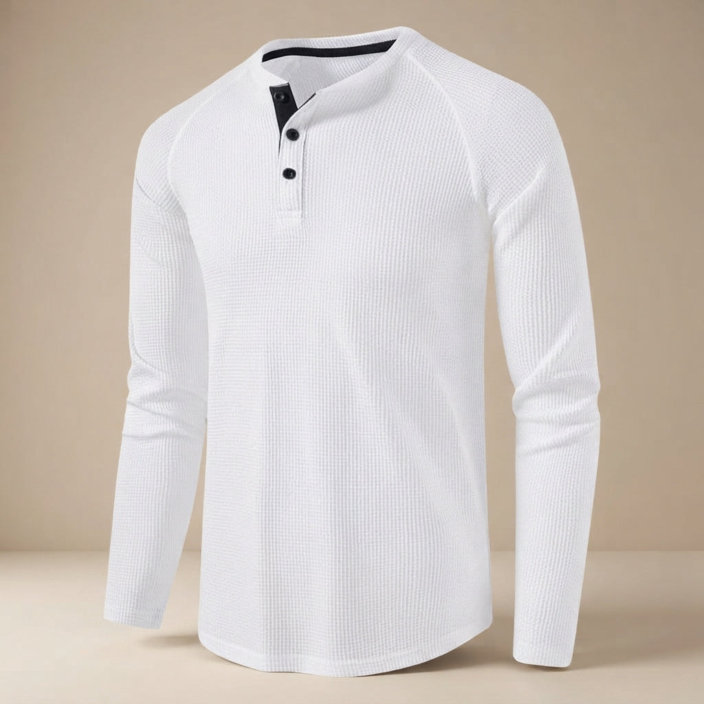 Teifion - Klassisches Waffel-Henley-Shirt