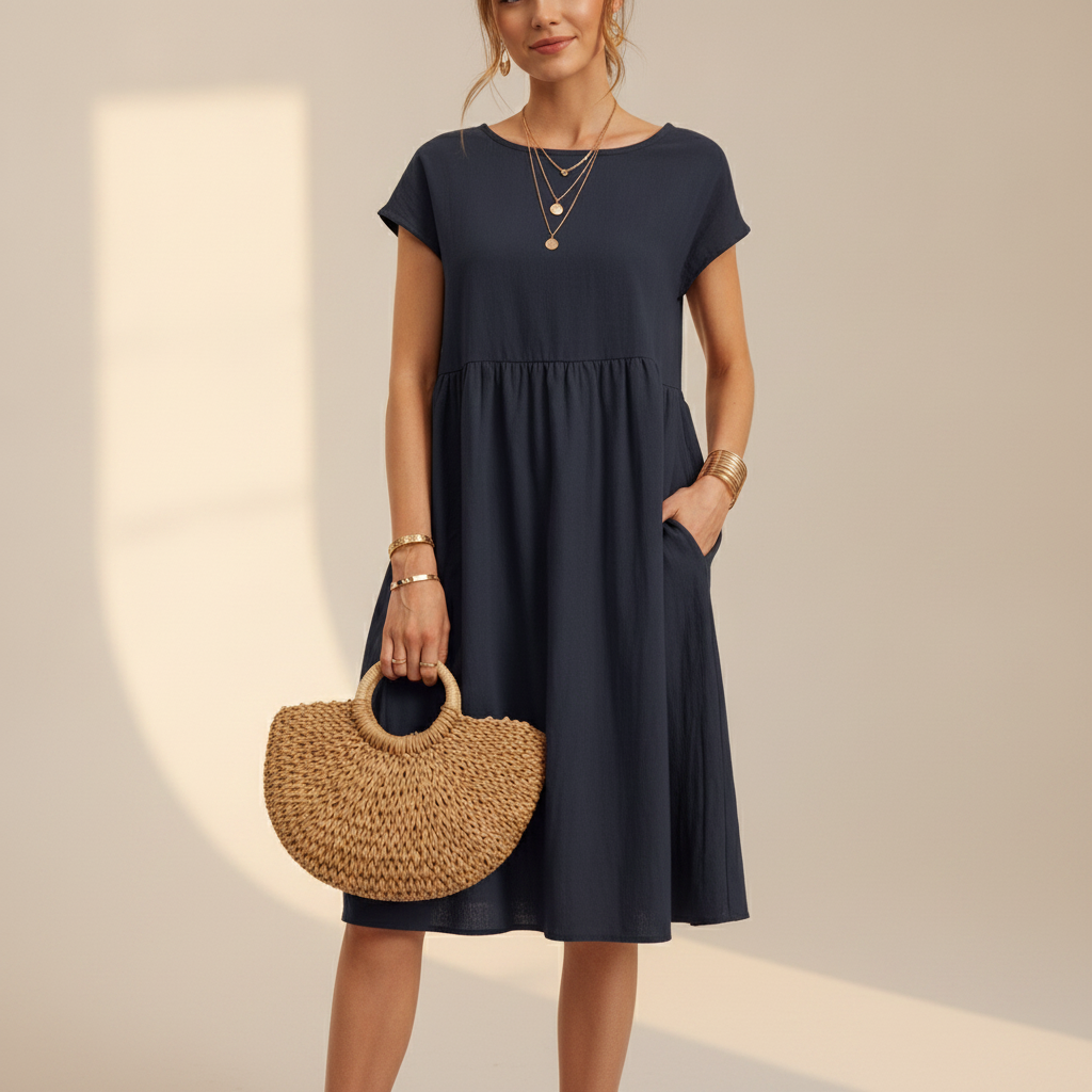 Nubia - Elegantes Midikleid mit Rundhalsausschnitt