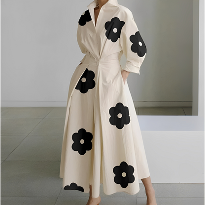 Martha - Elegantes Hemdblusenkleid mit abstraktem Muster für Damen
