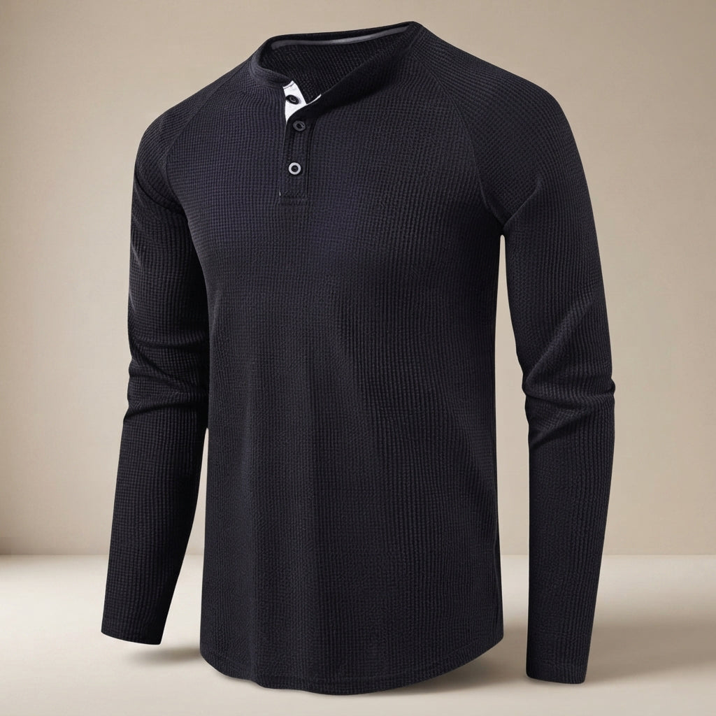Teifion - Klassisches Waffel-Henley-Shirt