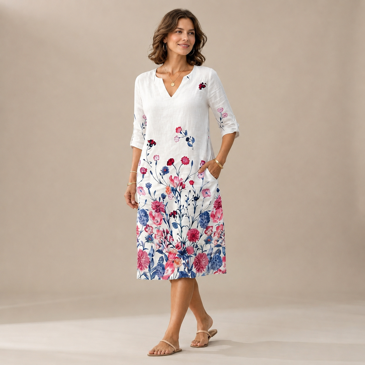 Ninna - Elegantes und weiches Kleid mit V-Ausschnitt