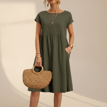 Nubia - Elegantes Midikleid mit Rundhalsausschnitt