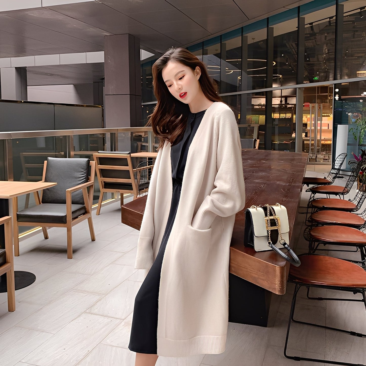 Claudie - Langer klassischer Cardigan für Damen