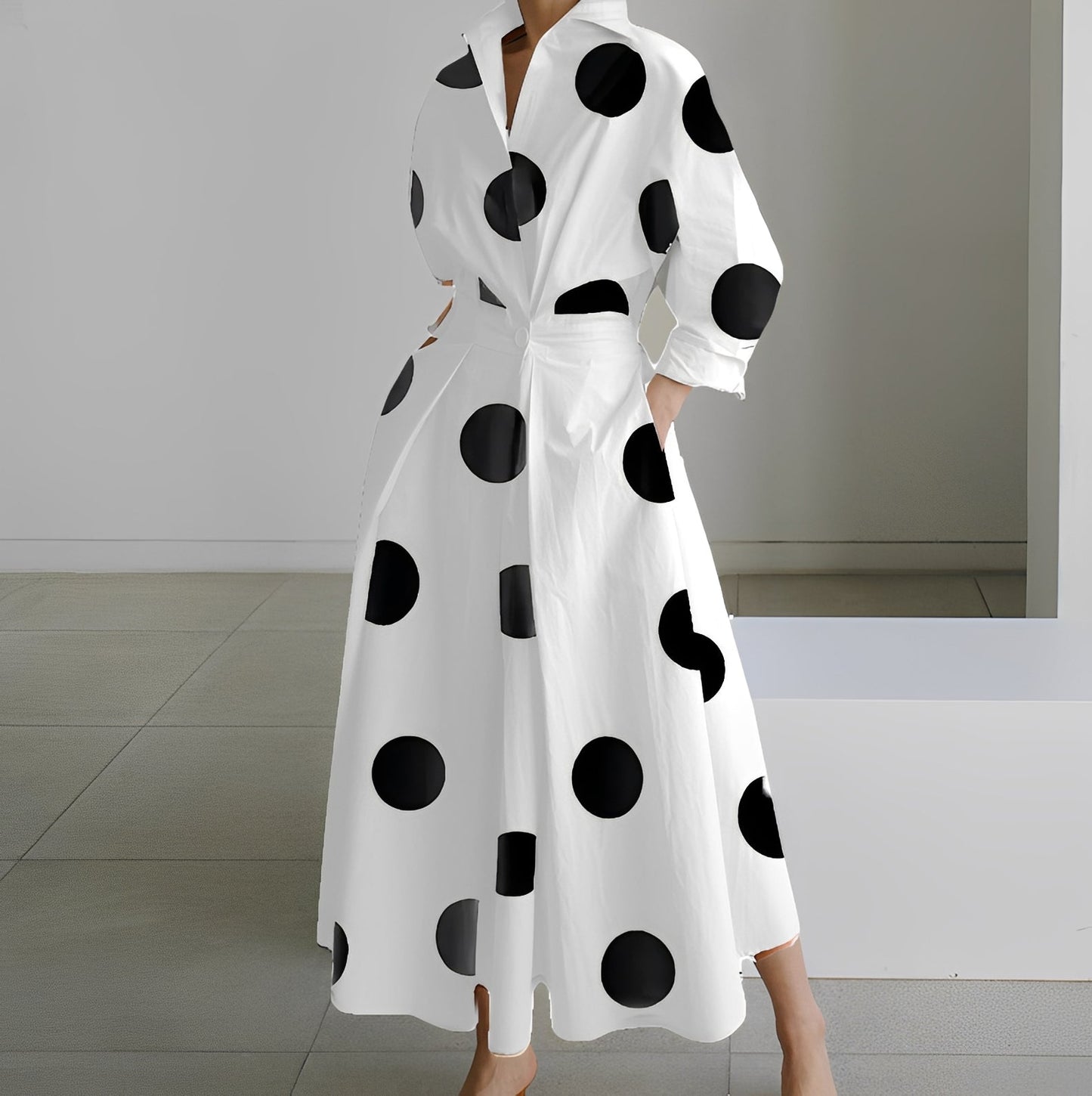 Martha - Elegantes Hemdblusenkleid mit abstraktem Muster für Damen