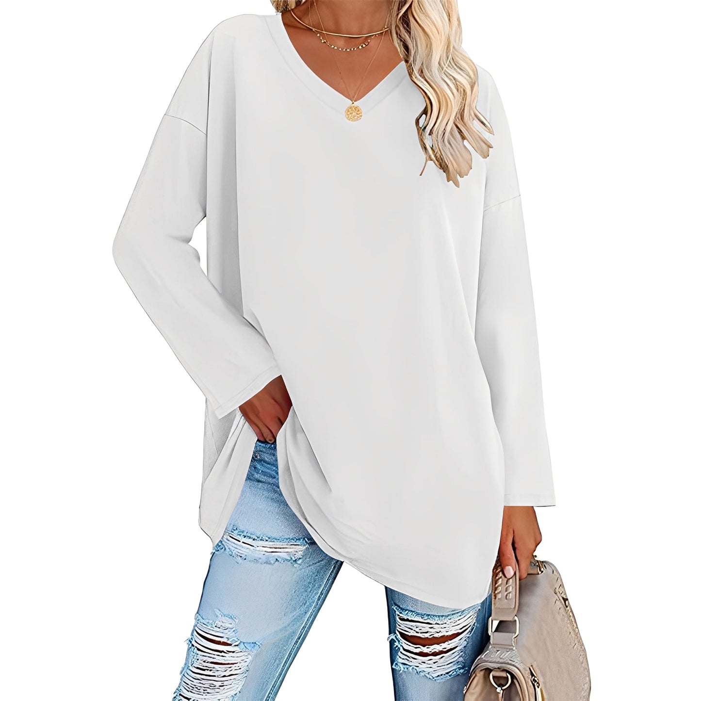 Laëtitia - Elegante, lockere Bluse mit langen Ärmeln für Damen
