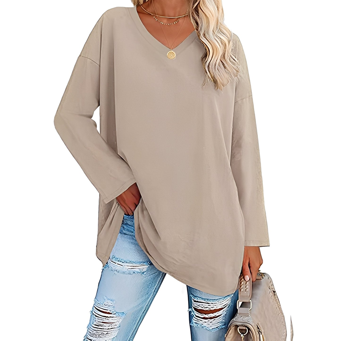 Laëtitia - Elegante, lockere Bluse mit langen Ärmeln für Damen