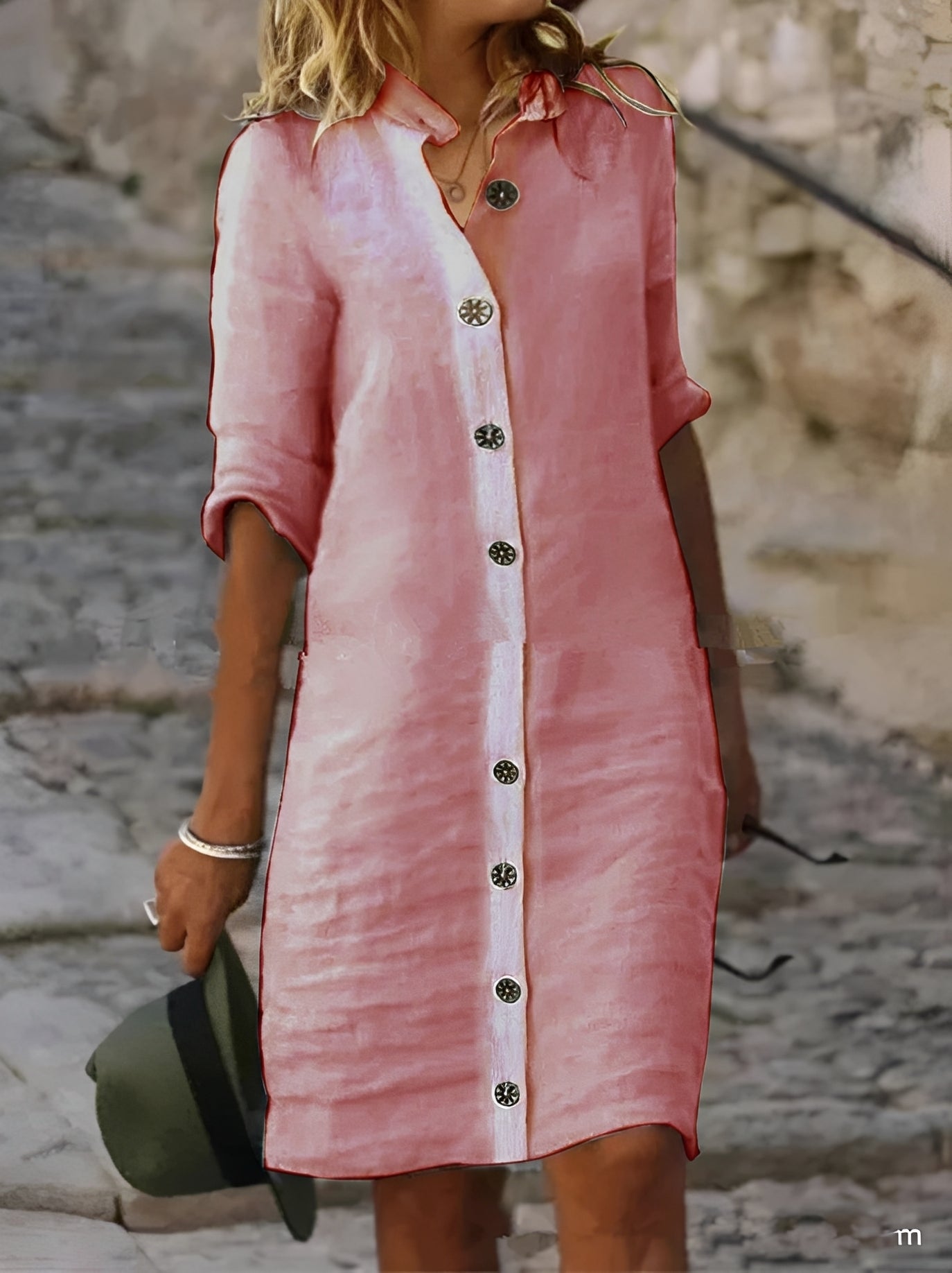 Paula - Lässiges Hemdblusenkleid mit halblangen Ärmeln für Damen