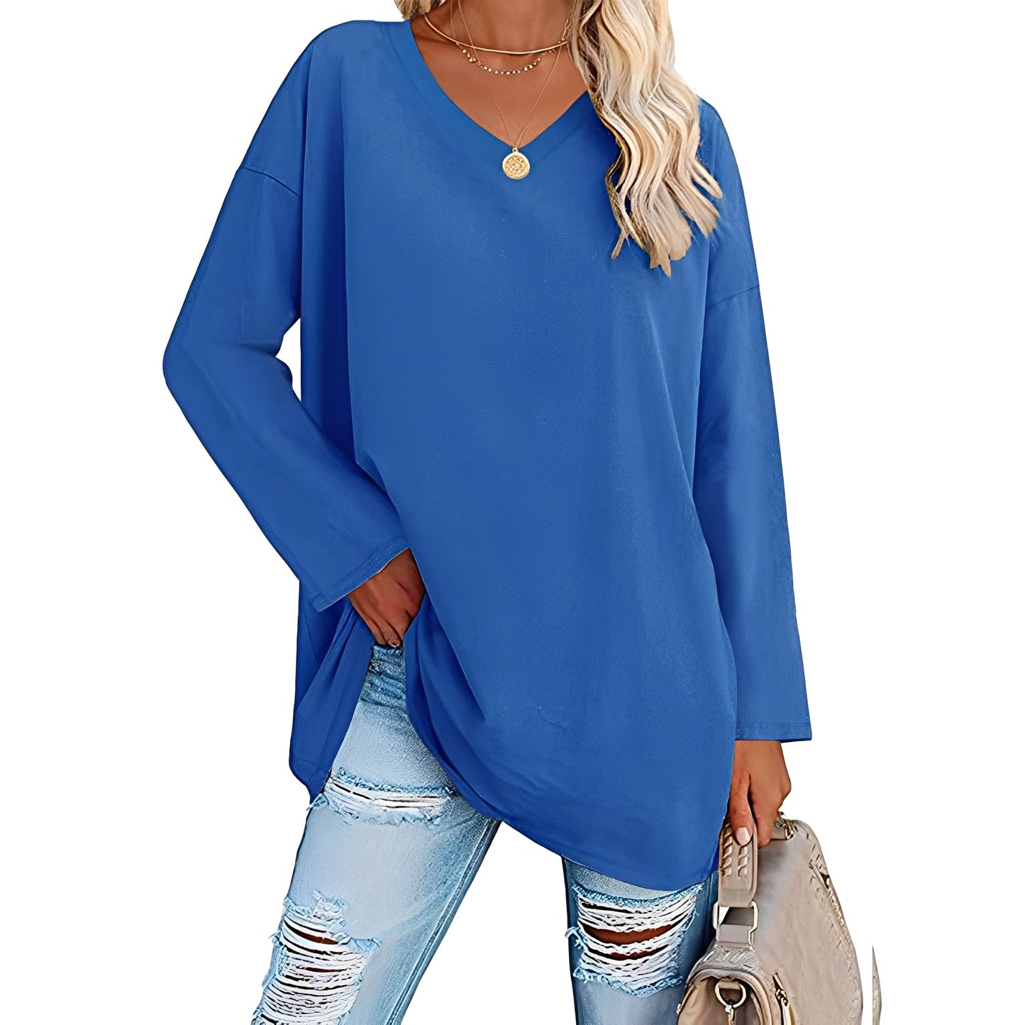 Laëtitia - Elegante, lockere Bluse mit langen Ärmeln für Damen