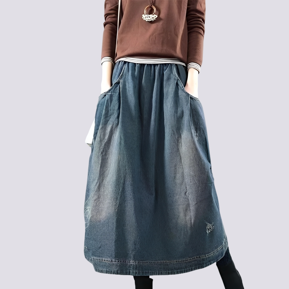 Fiona - Klassischer Patchwork-Jeansrock für Damen