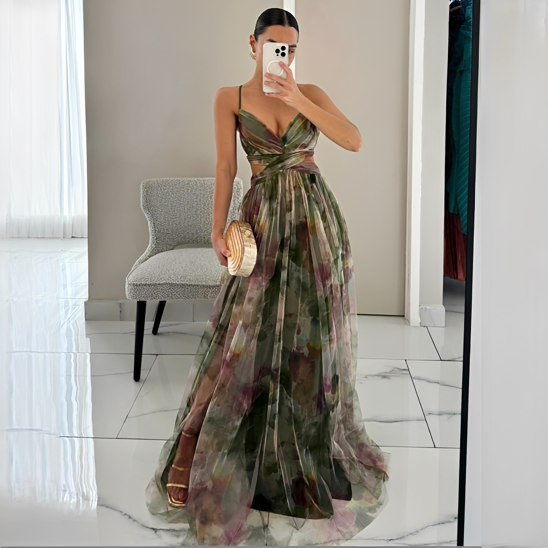 Gardania - Langes Kleid mit Blumenmuster für Damen