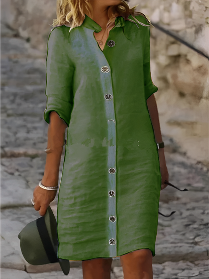 Paula - Lässiges Hemdblusenkleid mit halblangen Ärmeln für Damen