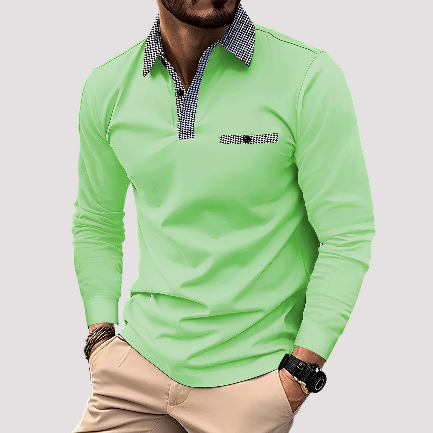 Aidan - Elegantes Langarm-Polo für Herren