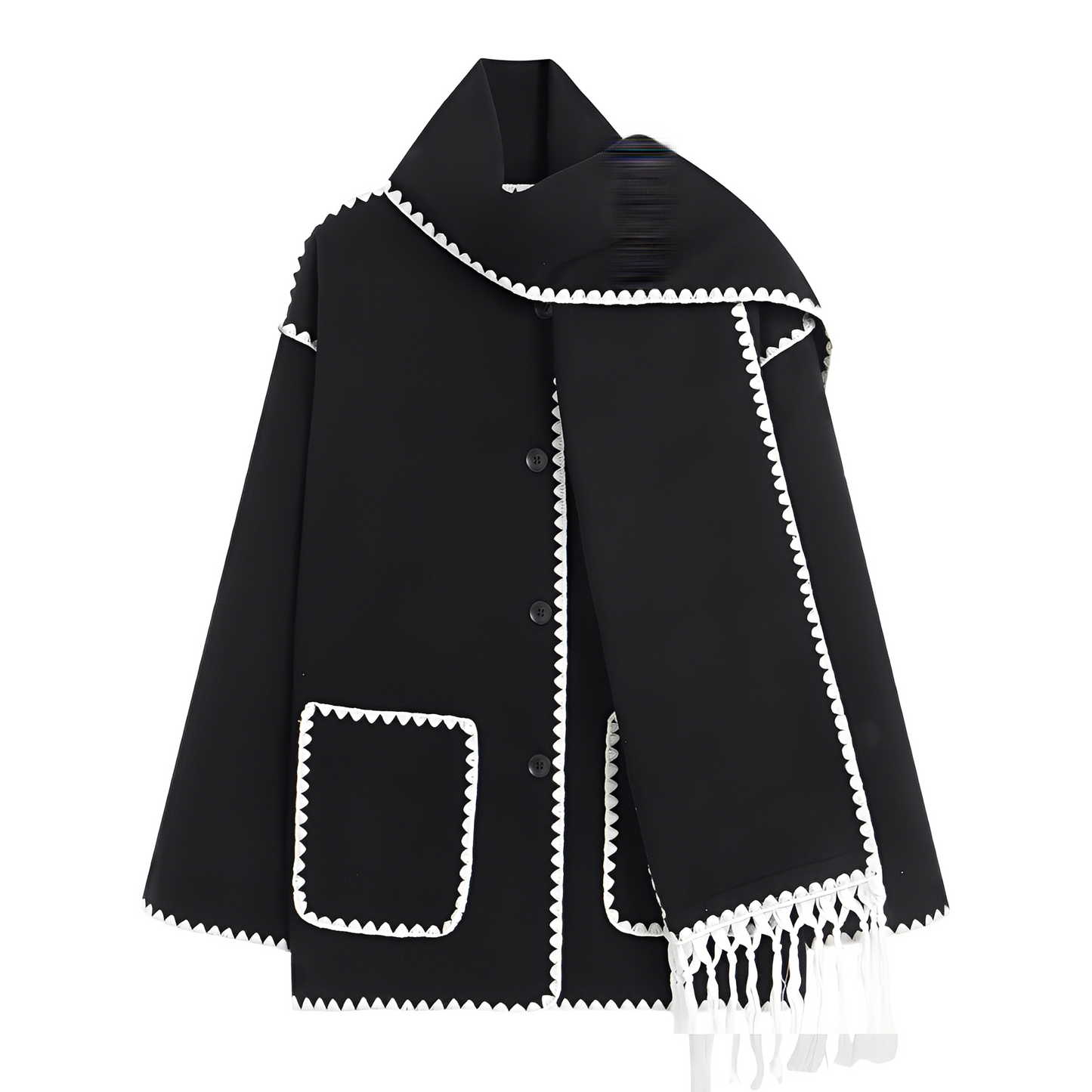Amilia - Damen-Wolljacke, elegant und locker geschnitten, mit Schal