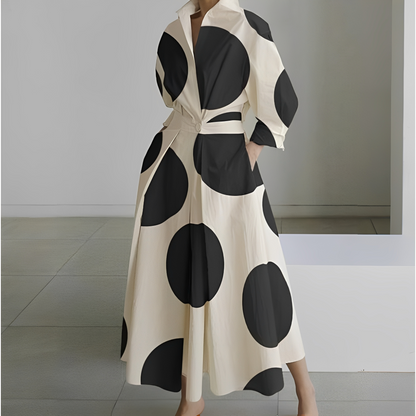 Martha - Elegantes Hemdblusenkleid mit abstraktem Muster für Damen