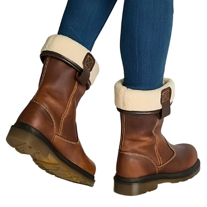 Alexia - Damen-Lederstiefel im Retro-Design mit Fellfutter
