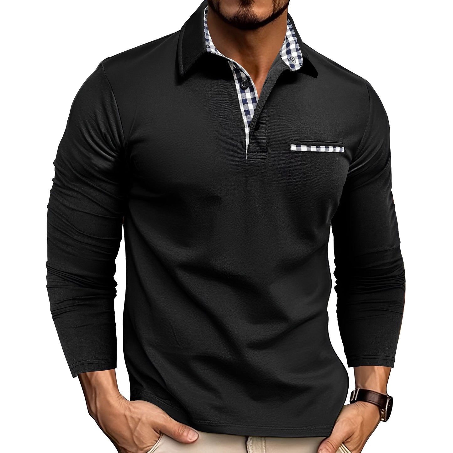 Gerald - Elegantes Langarm-Polo für Herren