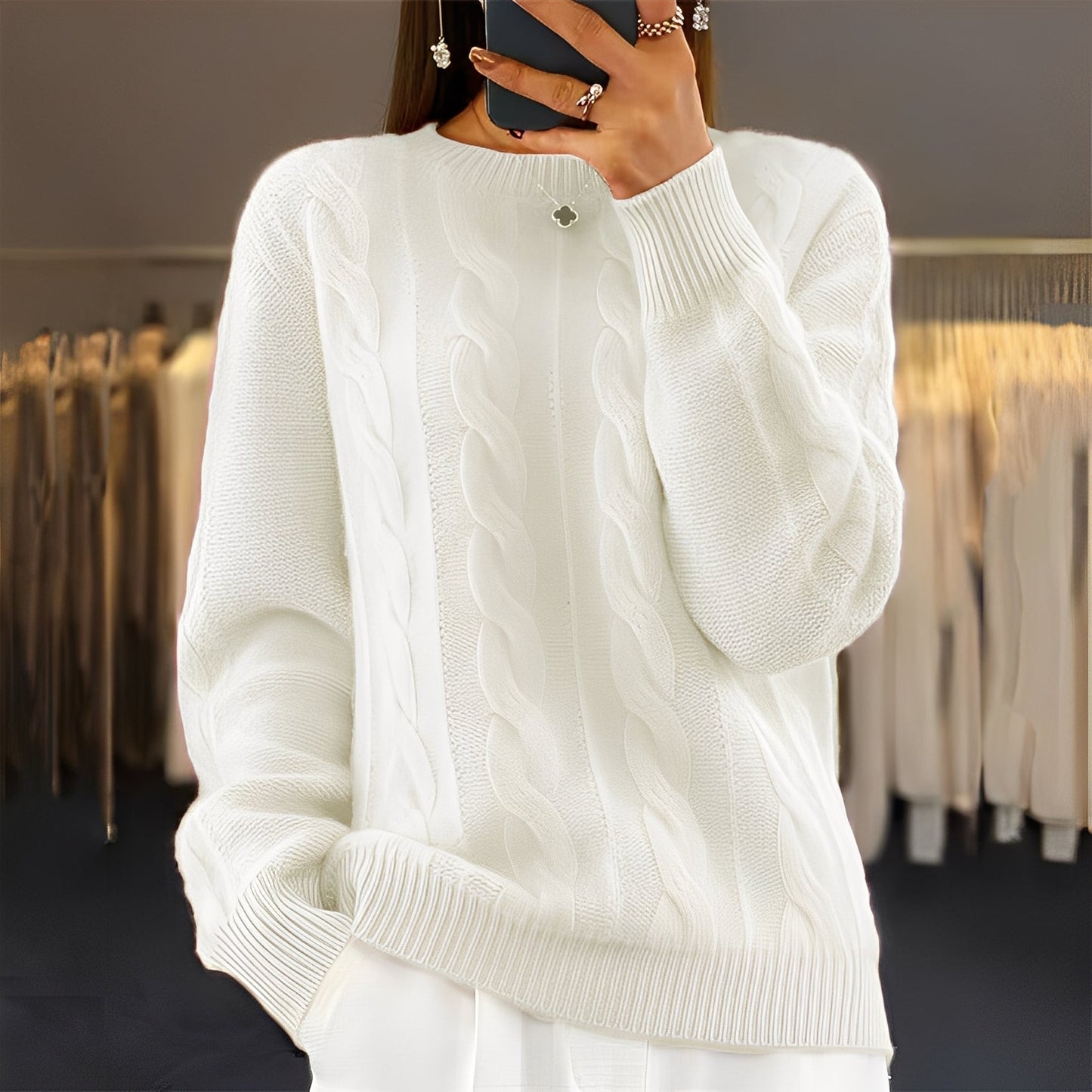 Theresa - Komfortabler klassischer Damen-Wollpullover
