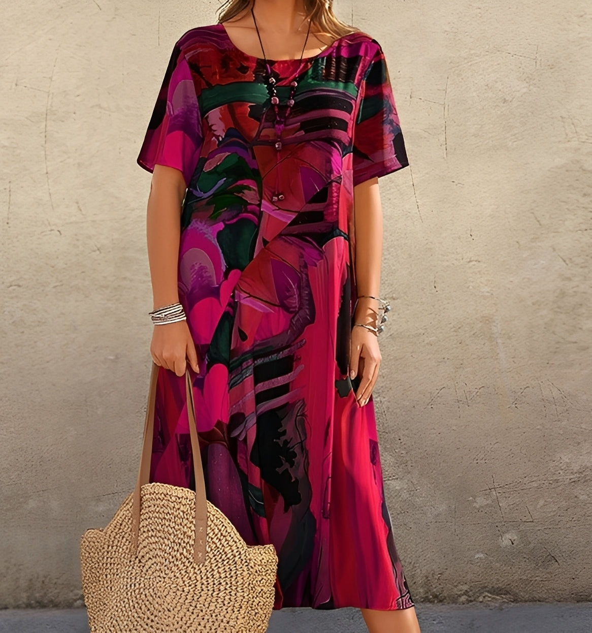 Alexa - Kleid mit schickem Print und weitem Schnitt für Damen