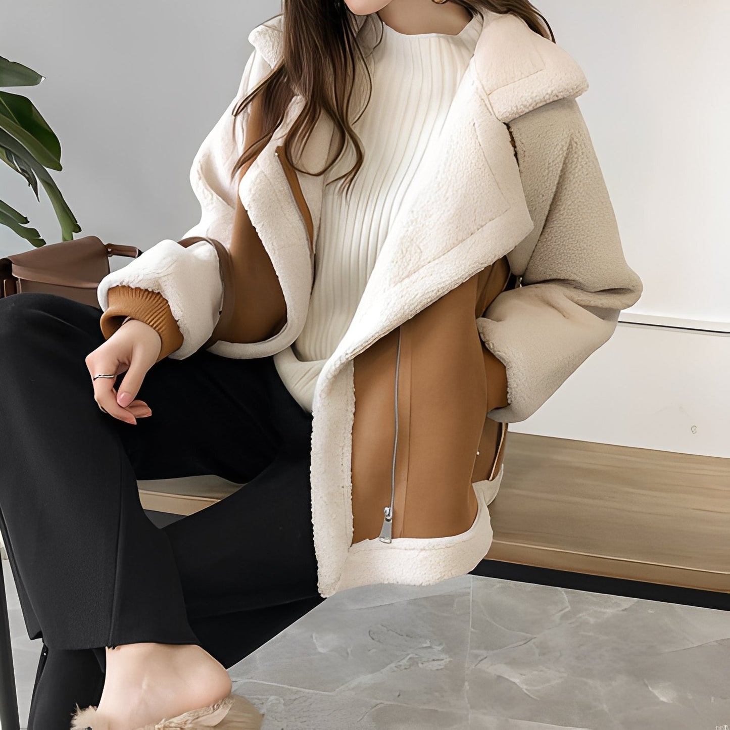 Lucienne - Oversize-Mantel aus weichem Kunstfell für Damen