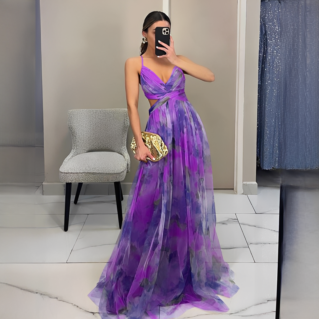 Gardania - Langes Kleid mit Blumenmuster für Damen