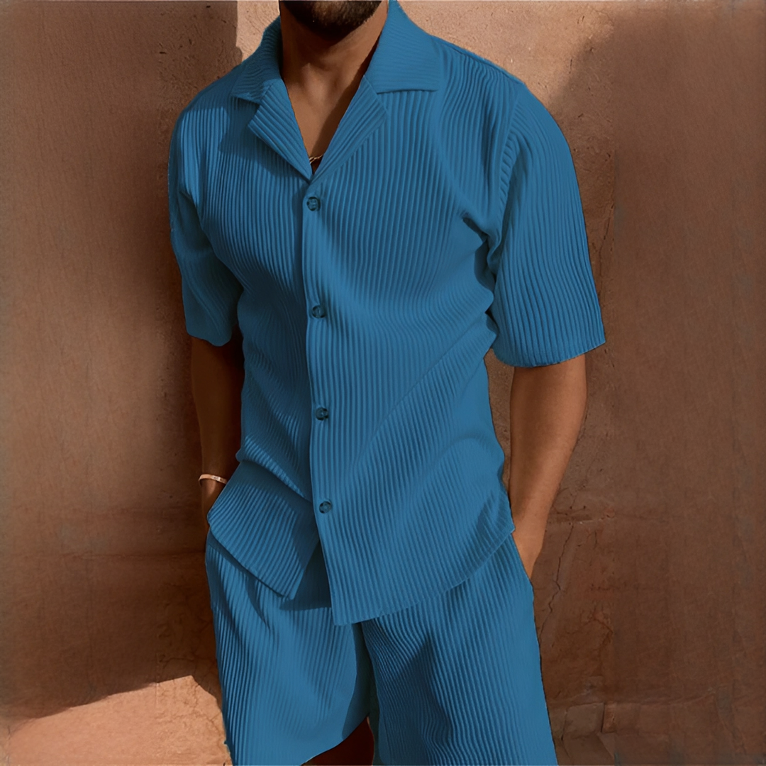 Junmar - Lässiges Hemd- und Shorts-Set für Herren