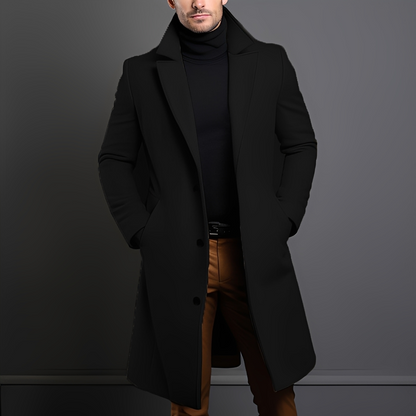 Kévin - Klassischer langer Mantel mit Revers für Herren
