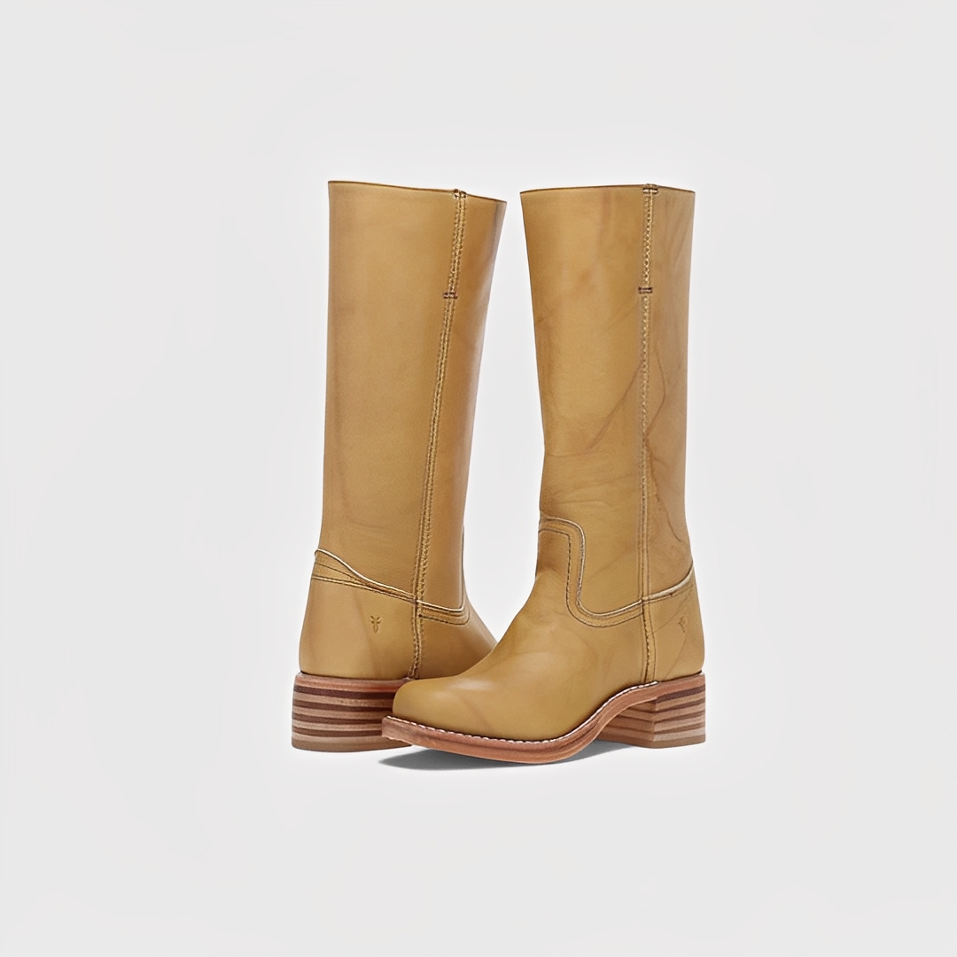 Lauryne - Damen hohe Lederstiefel mit Absatz