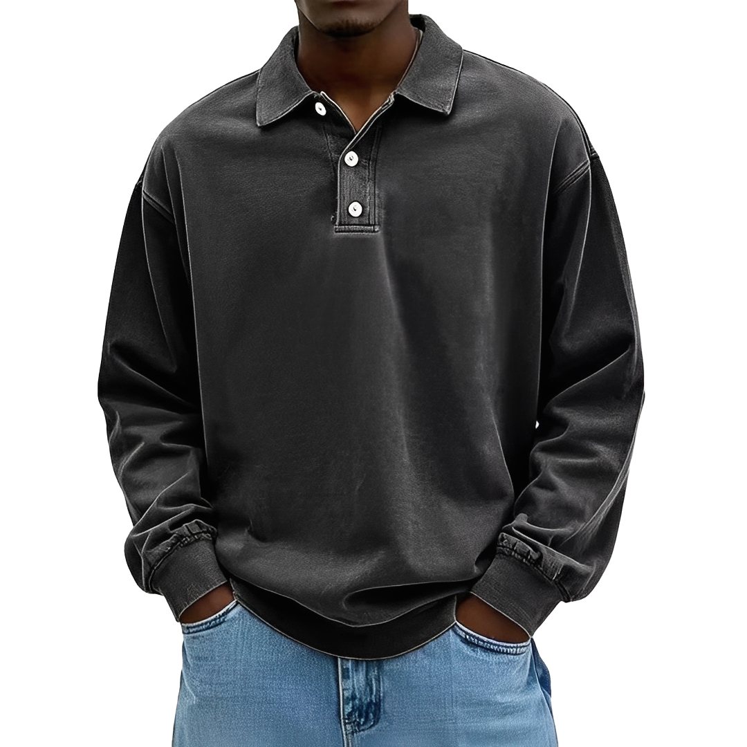 Lothaire - Vintage Langarm-Polo für Herren