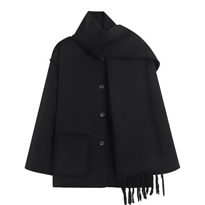 Amilia - Damen-Wolljacke, elegant und locker geschnitten, mit Schal