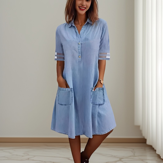 Sandra - Elegantes Jeanskleid mit Seitentaschen für Damen