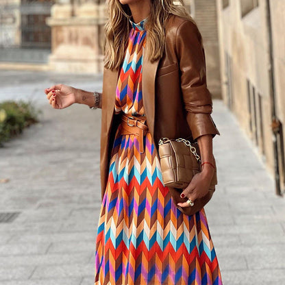 Susan - Weites Kleid mit geometrischem Muster für Damen