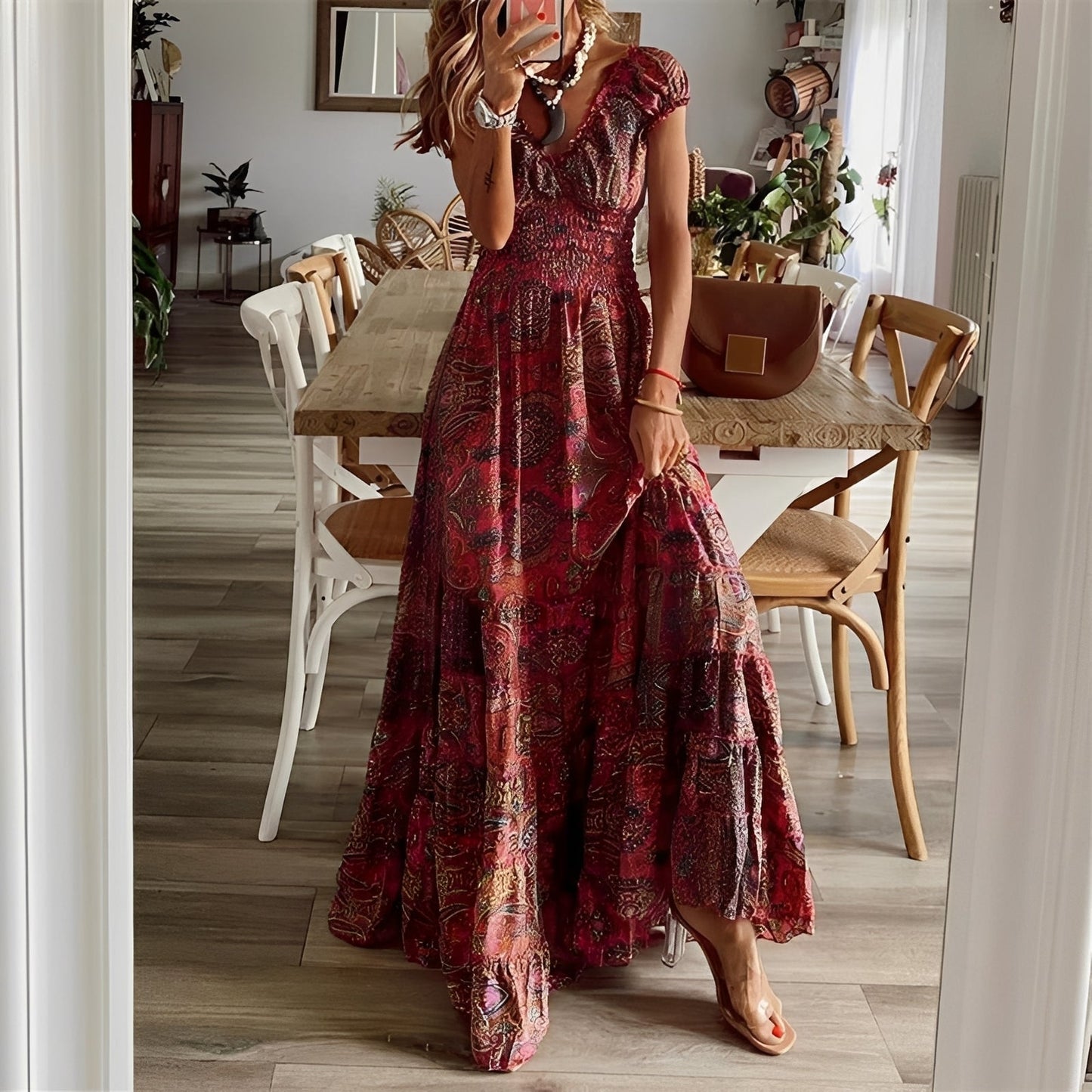 Christina - Boho-Maxi-Kleid mit Blumenmuster für Damen
