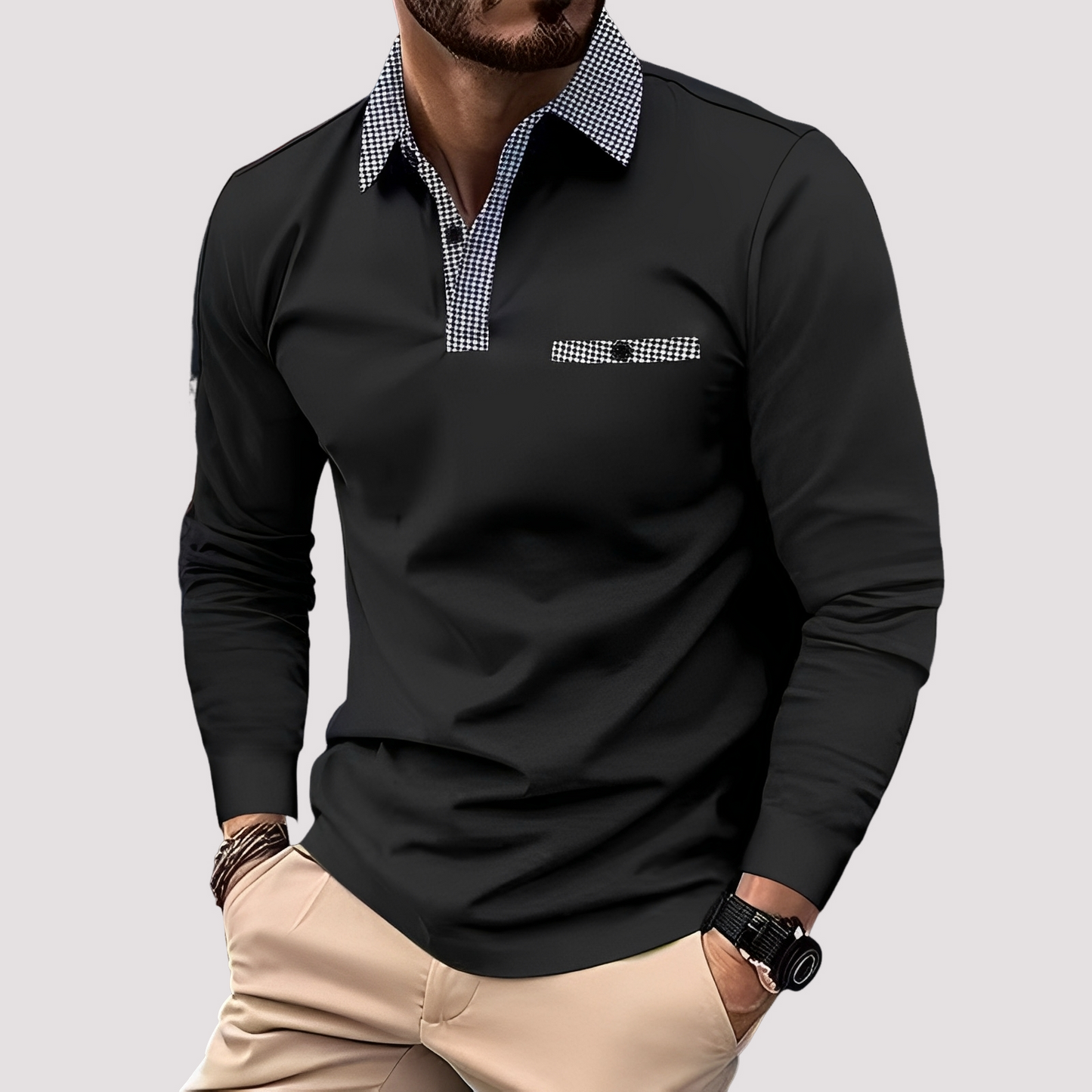 Aidan - Elegantes Langarm-Polo für Herren