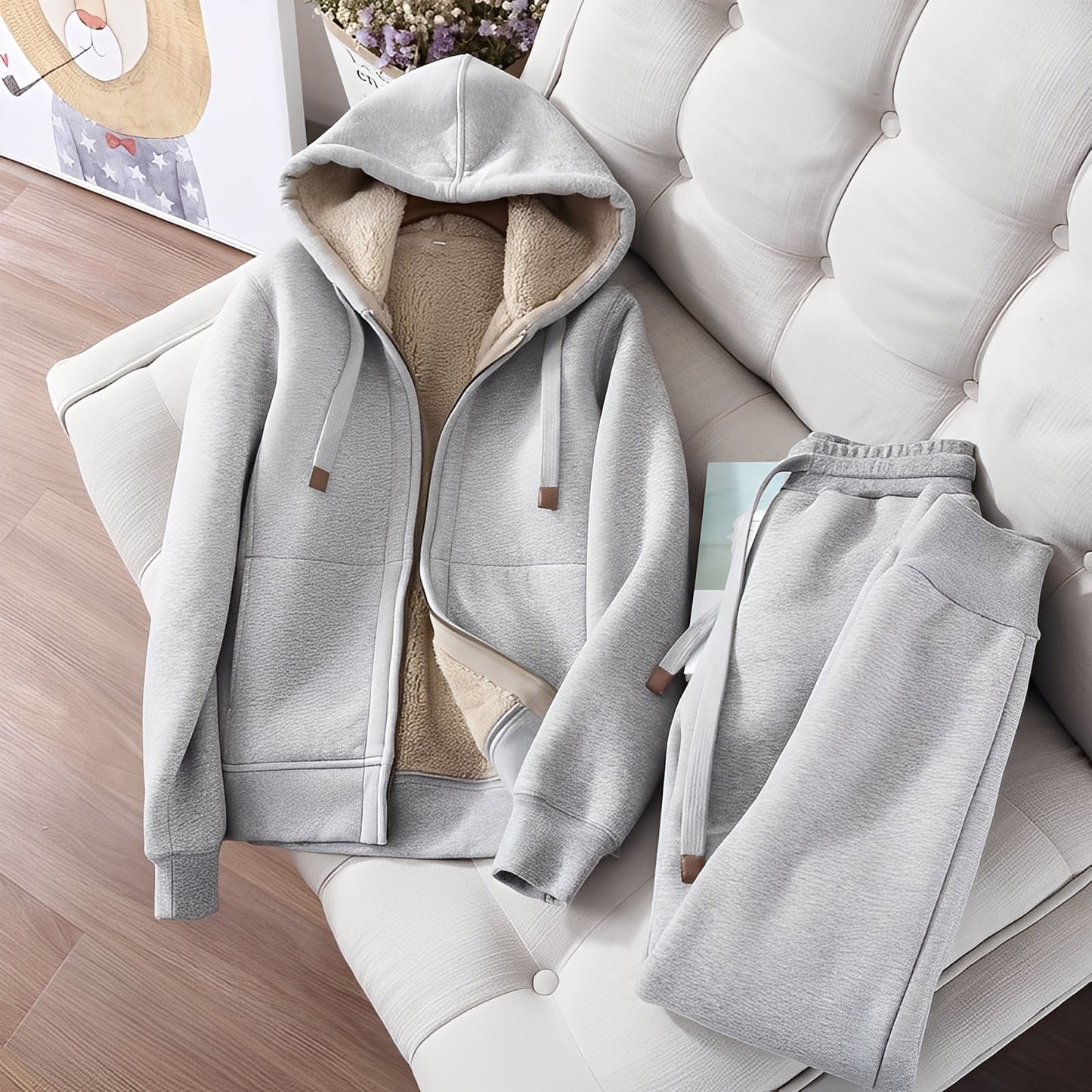 Nadine - Kapuzenpullover und Winterjogginghose Set