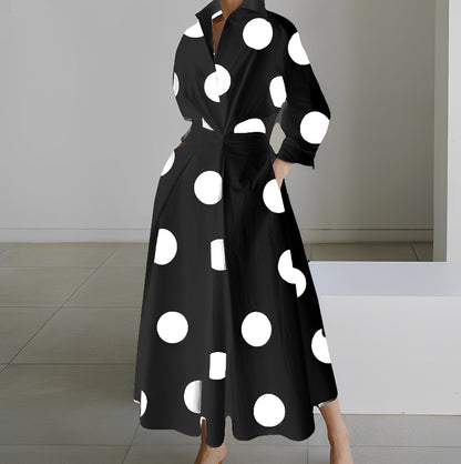 Martha - Elegantes Hemdblusenkleid mit abstraktem Muster für Damen