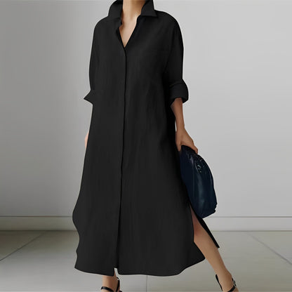 Nancy - Weites Hemdblusenkleid mit Schlitz für Damen