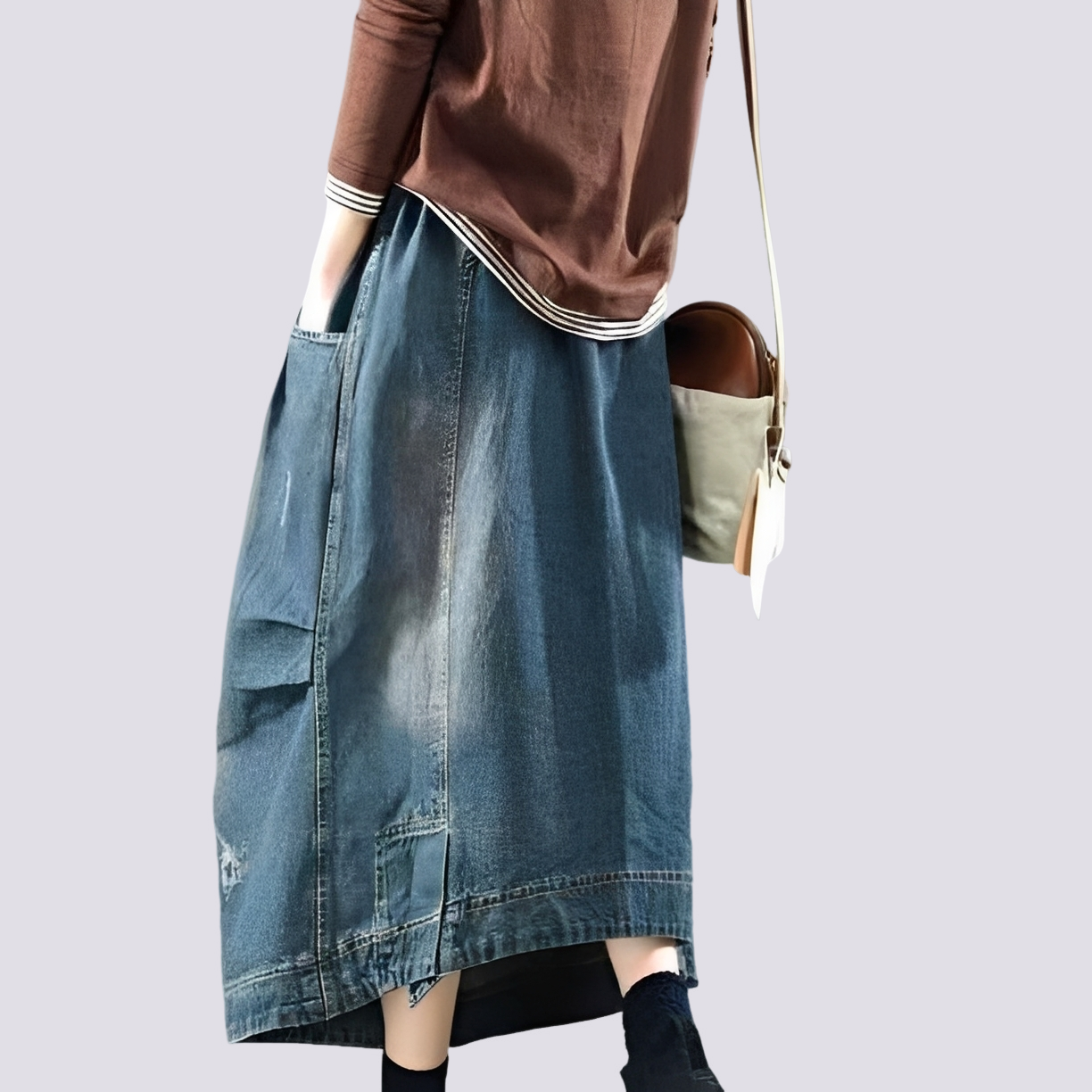 Fiona - Klassischer Patchwork-Jeansrock für Damen