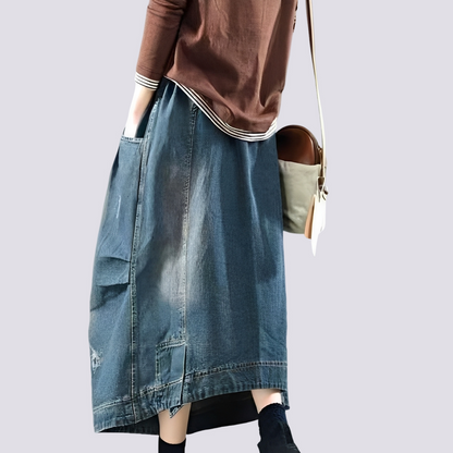 Fiona - Klassischer Patchwork-Jeansrock für Damen