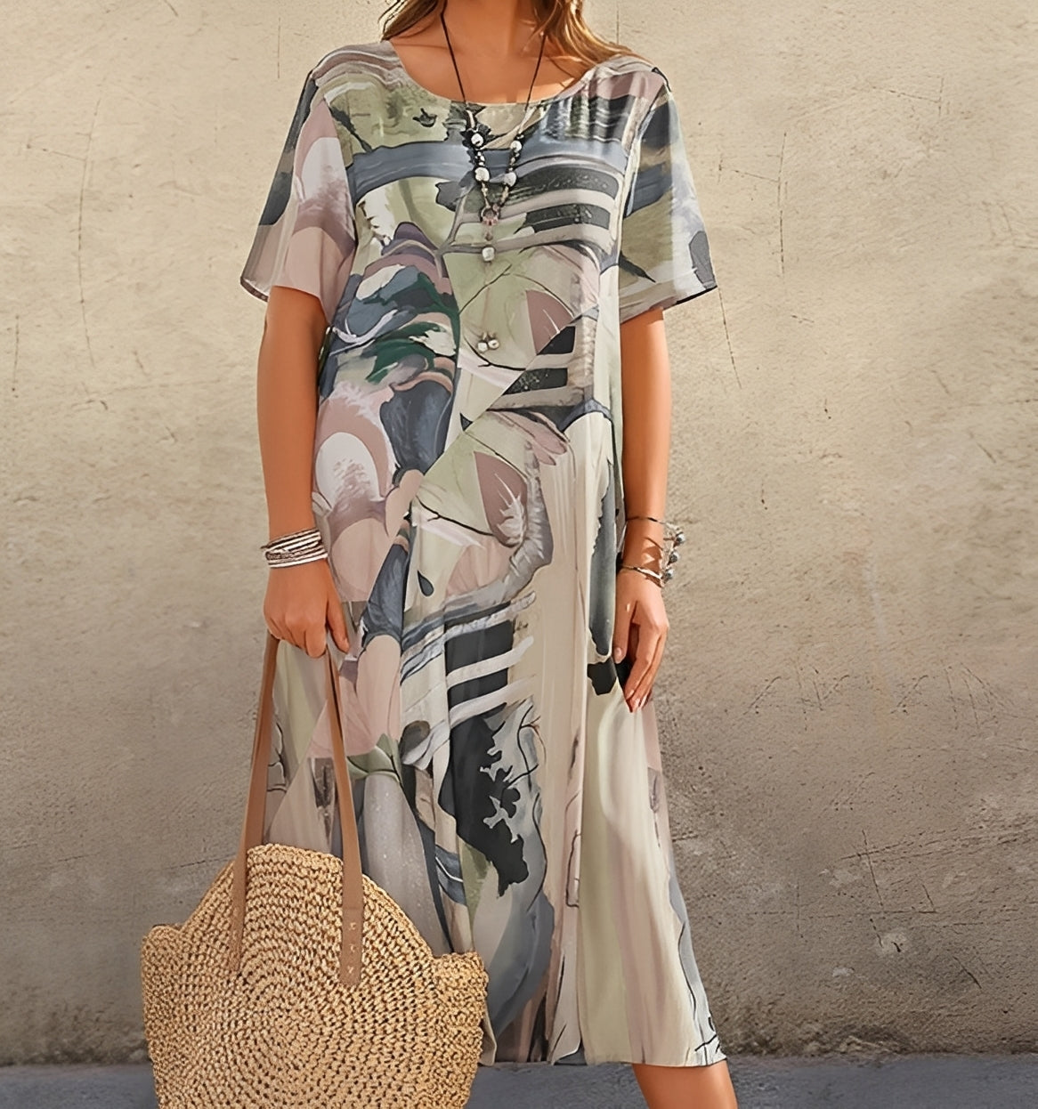 Alexa - Kleid mit schickem Print und weitem Schnitt für Damen
