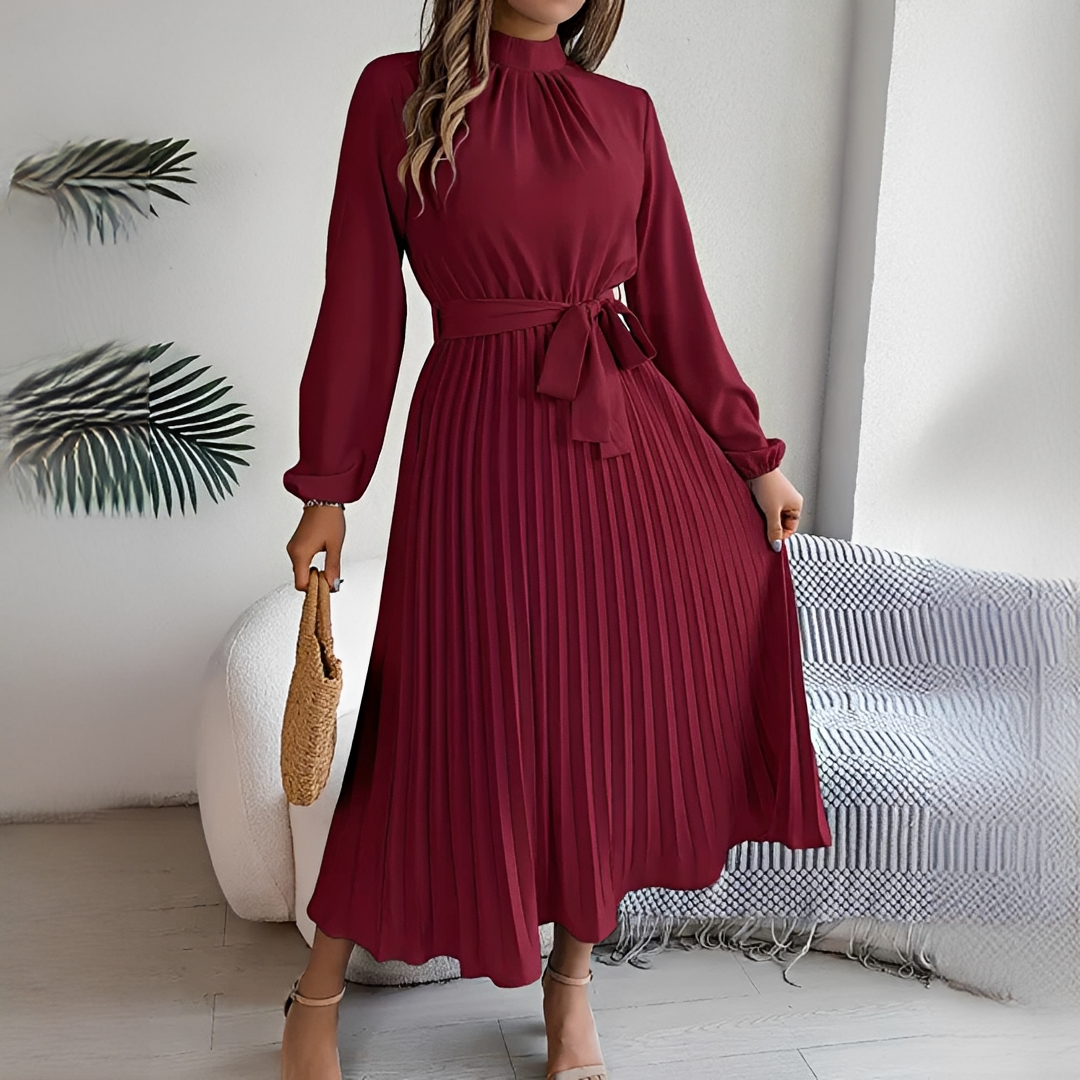 Jessy - Plissiertes Langarmkleid für Damen