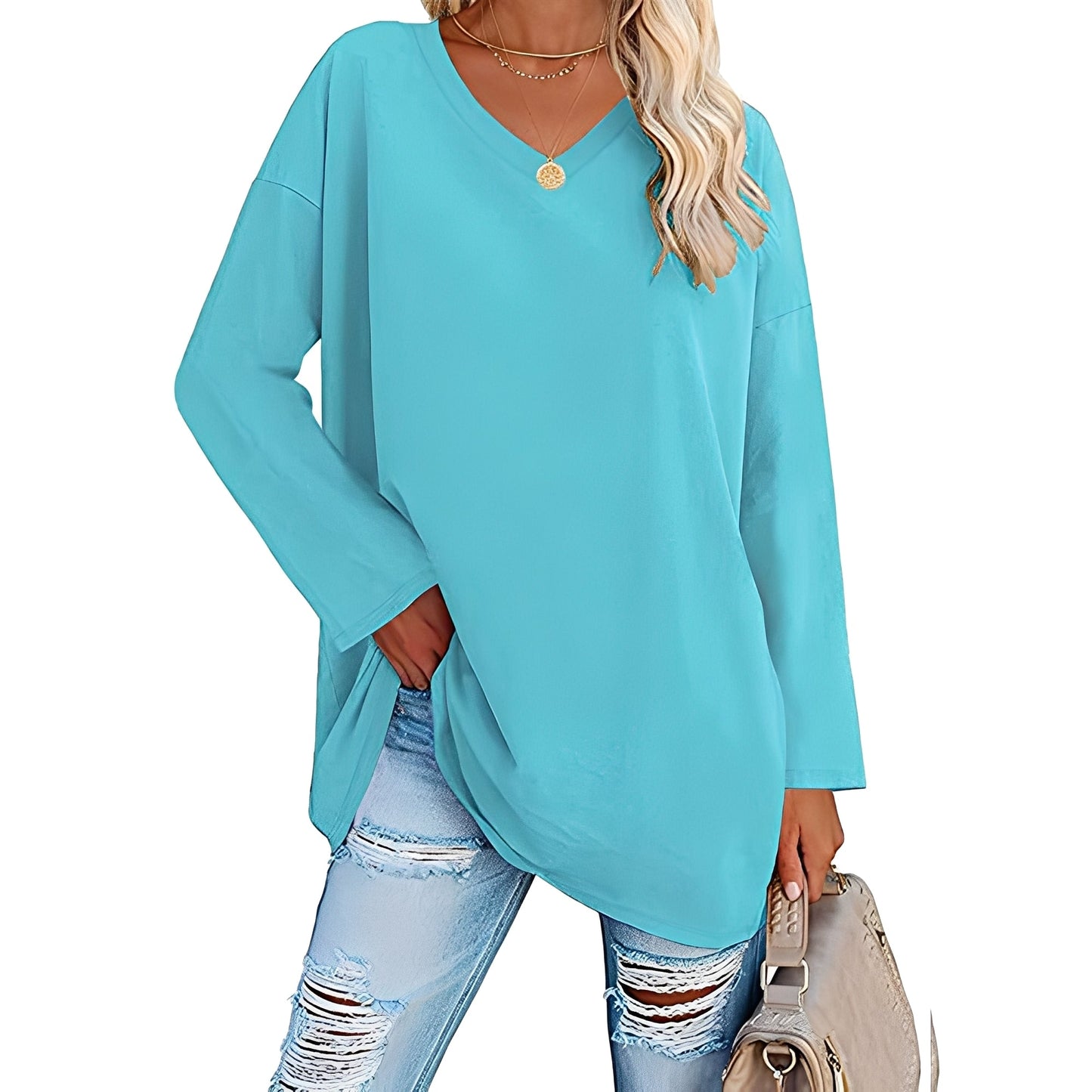 Laëtitia - Elegante, lockere Bluse mit langen Ärmeln für Damen