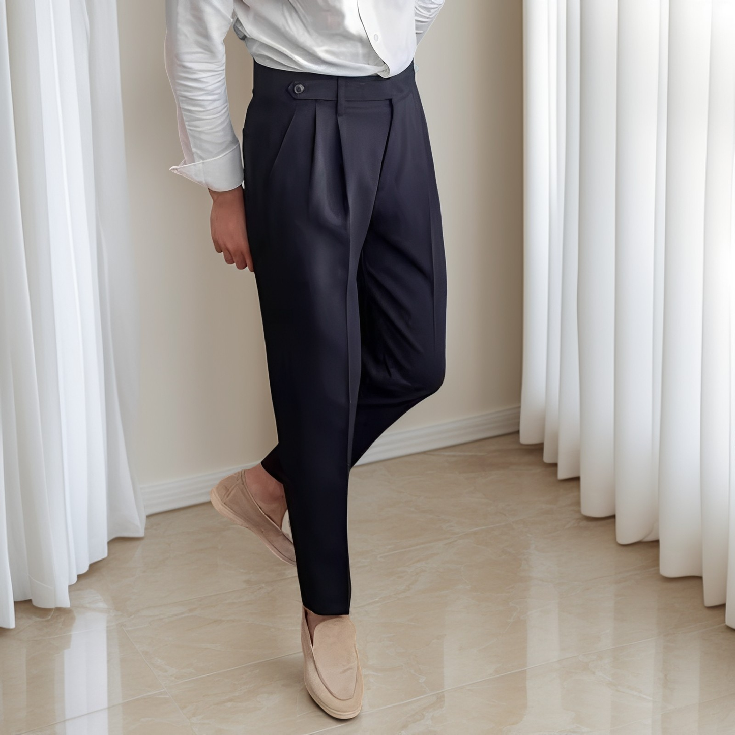 Kristian - Elegante plissierte Hose mit Schnalle für Herren