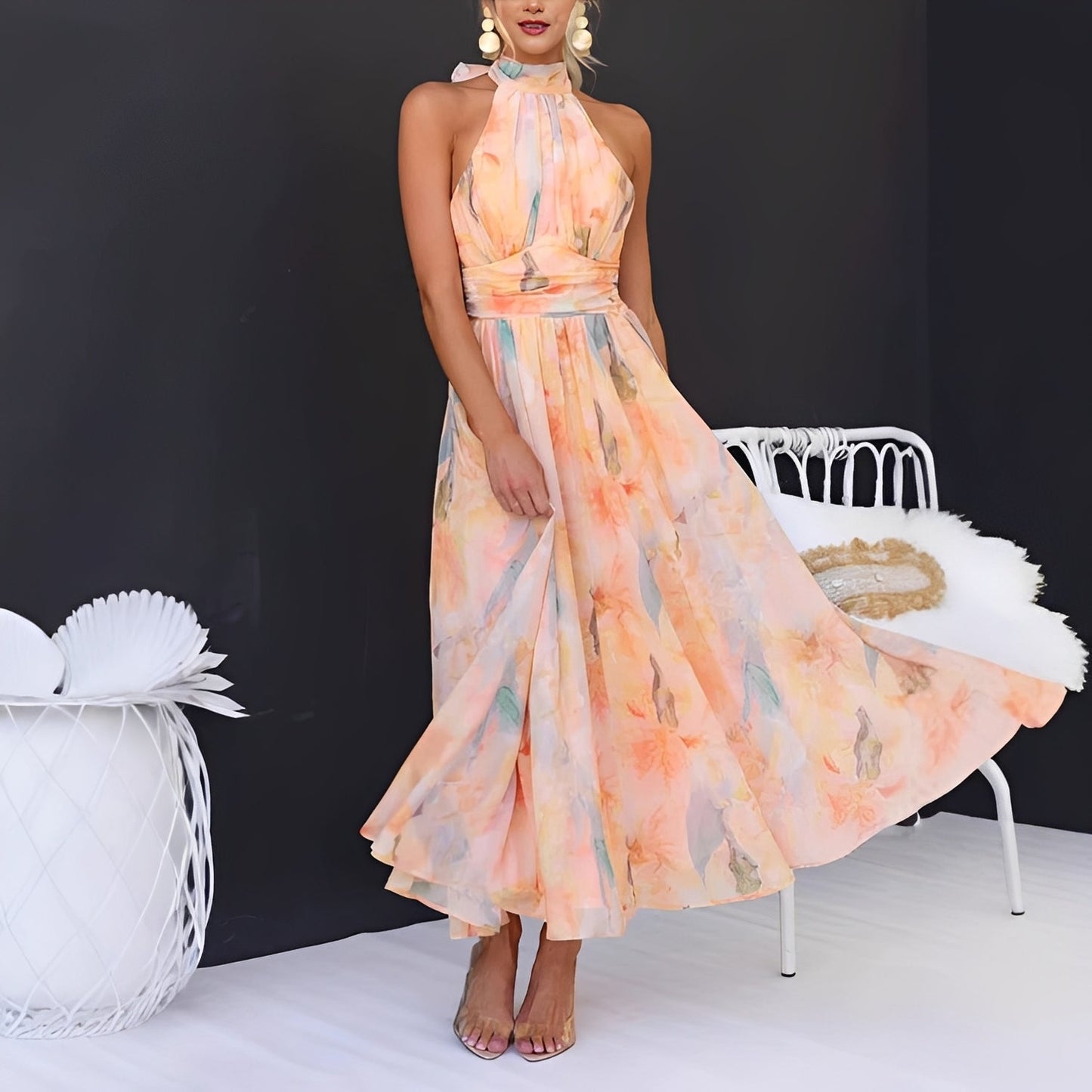 Jamie - Elegantes langes Neckholder-Kleid für Damen