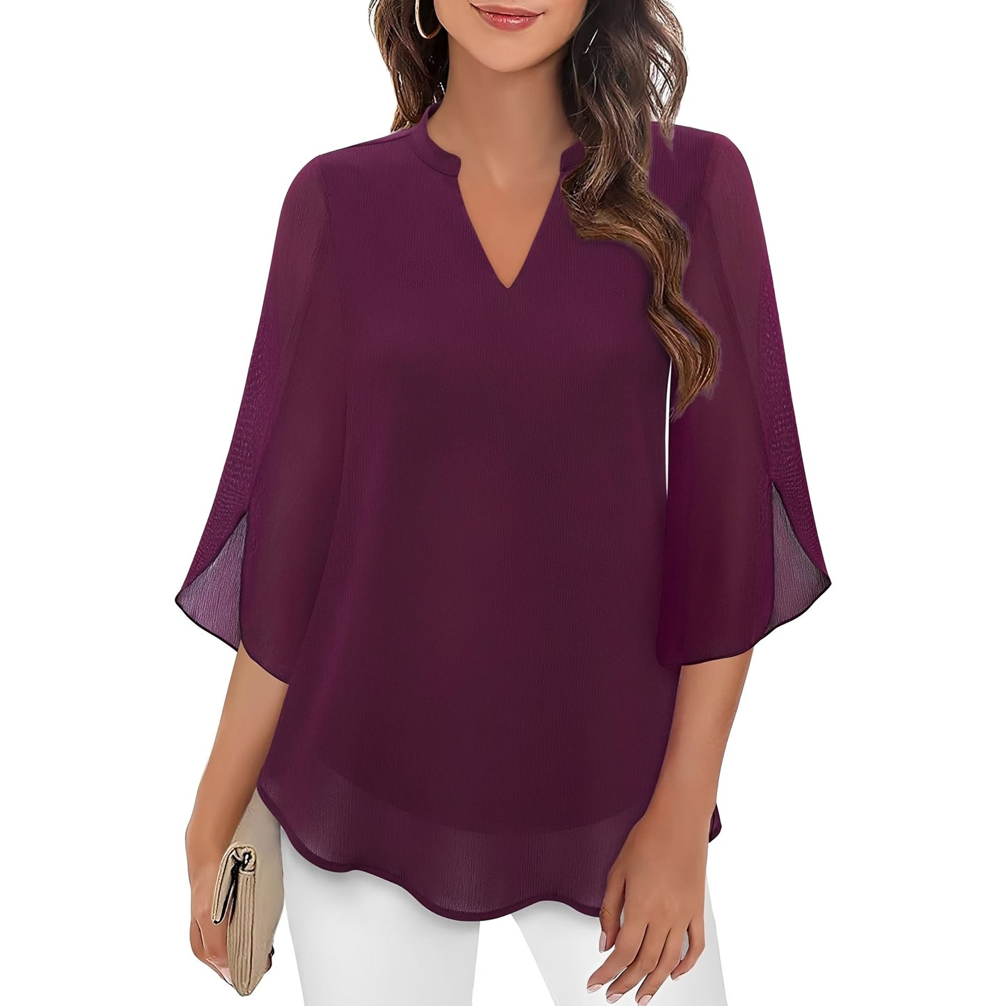 Vanessa - Weite Bluse mit V-Ausschnitt für Damen