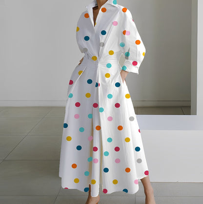 Martha - Elegantes Hemdblusenkleid mit abstraktem Muster für Damen