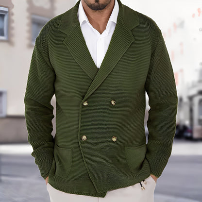 Alfred - Komfortable Herren-Zweireiher-Strickjacke